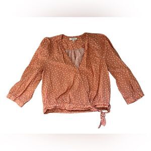 Madewell Star Print Cropped Blouse V neck  Wrap Shirt